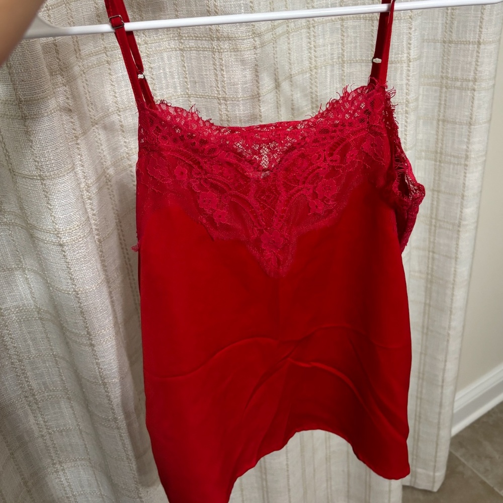 Red lace tank top